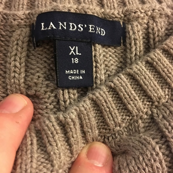 EUC tan Lands’ End sweater with button detail, XL - Picture 2 of 5